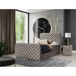 The Mento continental bed, button-tufted in nan fabric – Comfort and elegance in one