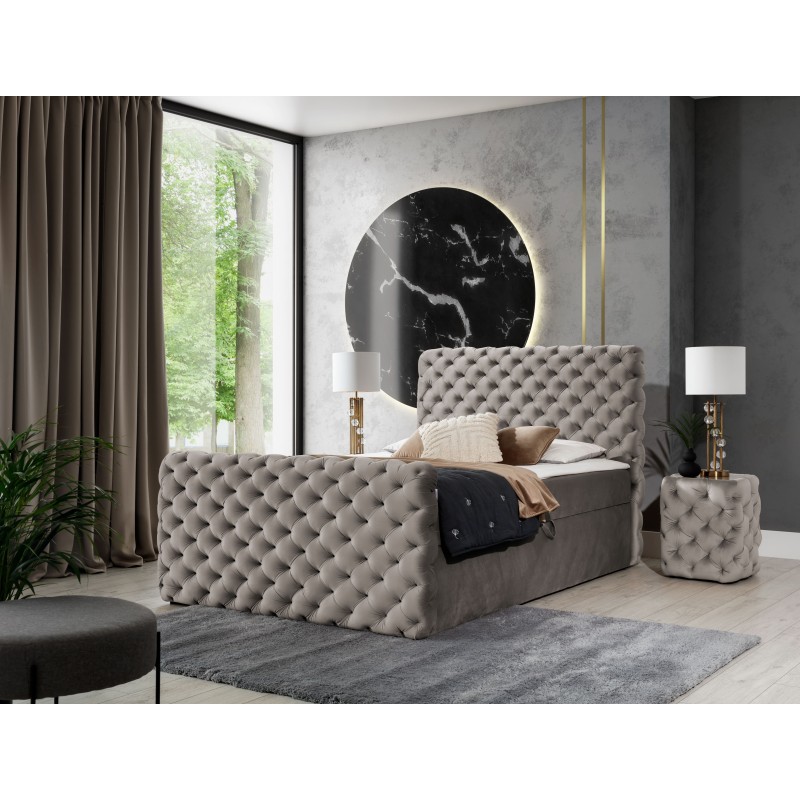 The Mento continental bed, button-tufted in nan fabric – Comfort and elegance in one The Mento continental bed, button-tufted in nan fabric – Comfort and elegance in one