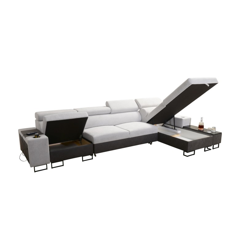 Narożnik Prestige XII Mini z funkcją spania i portem usb tkanina Freya 210.18 + Tauro 8207 Narożnik Prestige XII Mini z funkcją spania i portem usb tkanina Freya 210.18 + Tauro 8207