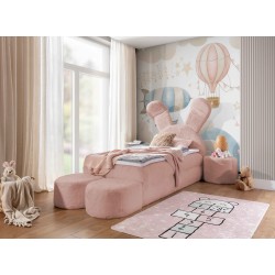 Rabbit children's bed with a bedding container, poufs, and a table in fabric nan 203.01 – sleep comfort for your child Rabbit children's bed with a bedding container, poufs, and a table in fabric nan 203.01 – sleep comfort for your child