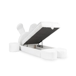 Rabbit children's bed with a bedding container, poufs, and a table in fabric nan 203.01 – sleep comfort for your child Rabbit children's bed with a bedding container, poufs, and a table in fabric nan 203.01 – sleep comfort for your child