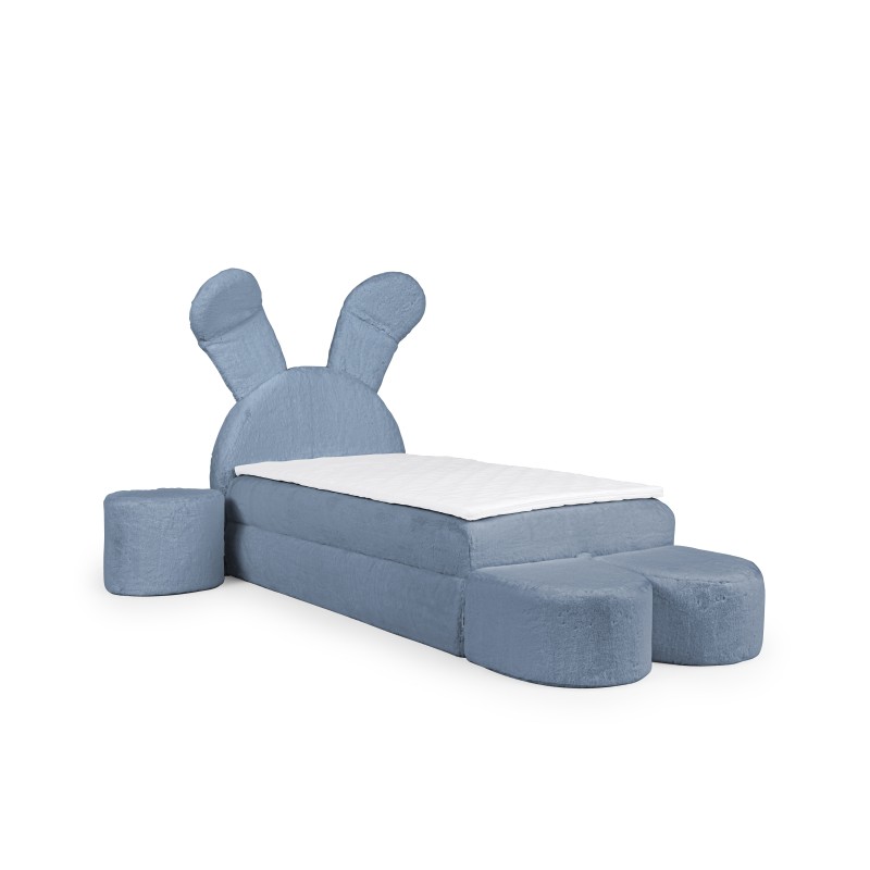 Rabbit children's bed with a bedding container, poufs, and a table in fabric nan 203.01 – sleep comfort for your child Rabbit children's bed with a bedding container, poufs, and a table in fabric nan 203.01 – sleep comfort for your child