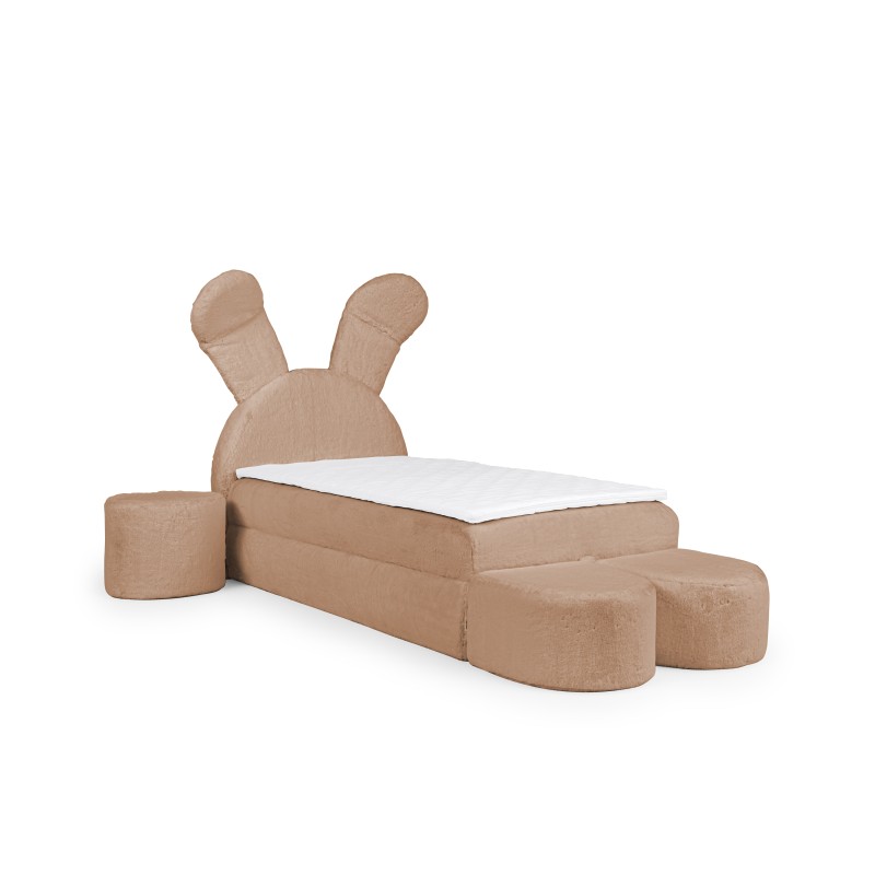 Rabbit children's bed with a bedding container, poufs, and a table in fabric nan 203.01 – sleep comfort for your child Rabbit children's bed with a bedding container, poufs, and a table in fabric nan 203.01 – sleep comfort for your child