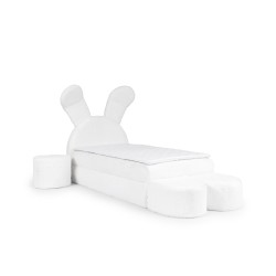 Rabbit children's bed with a bedding container, poufs, and a table in fabric nan 203.01 – sleep comfort for your child Rabbit children's bed with a bedding container, poufs, and a table in fabric nan 203.01 – sleep comfort for your child