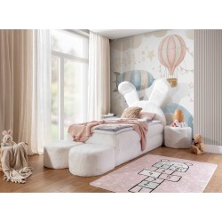 Rabbit children's bed with a bedding container, poufs, and a table in fabric nan 203.01 – sleep comfort for your child Rabbit children's bed with a bedding container, poufs, and a table in fabric nan 203.01 – sleep comfort for your child