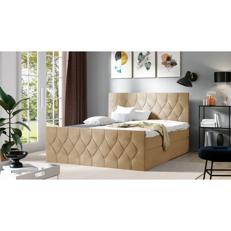 Zoren Lux continental bed with a storage container for bedding in Alove 05 fabric Zoren Lux continental bed with a storage container for bedding in Alove 05 fabric