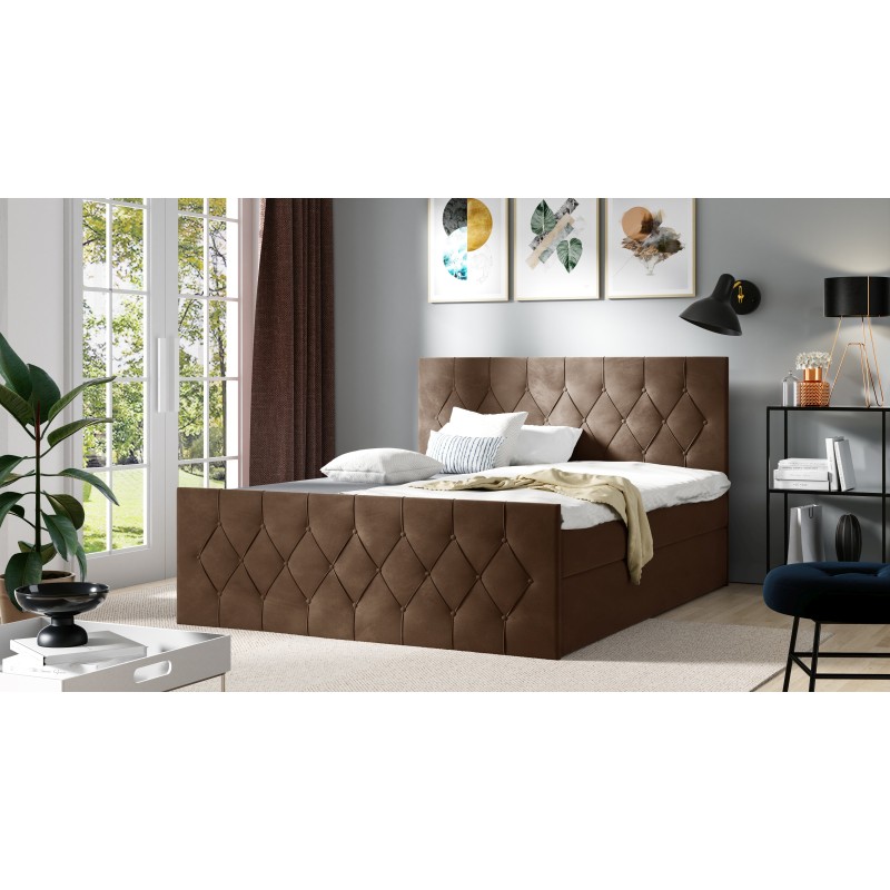 Zoren Lux continental bed with a bedding storage in Alove 20 fabric Zoren Lux continental bed with a bedding storage in Alove 20 fabric