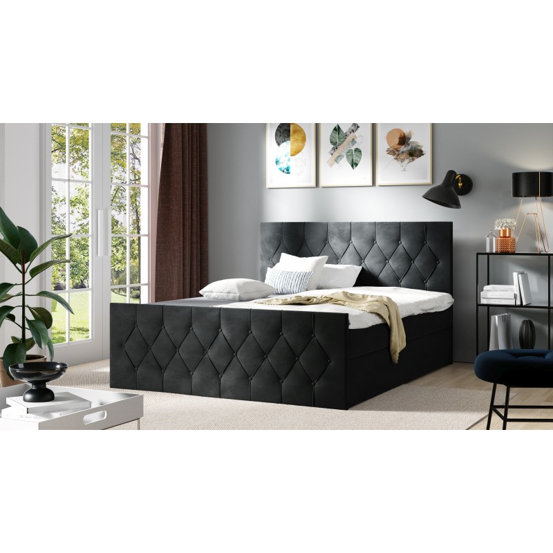 Continental bed Zoren Lux with a bedding storage in Alove 15 fabric Continental bed Zoren Lux with a bedding storage in Alove 15 fabric