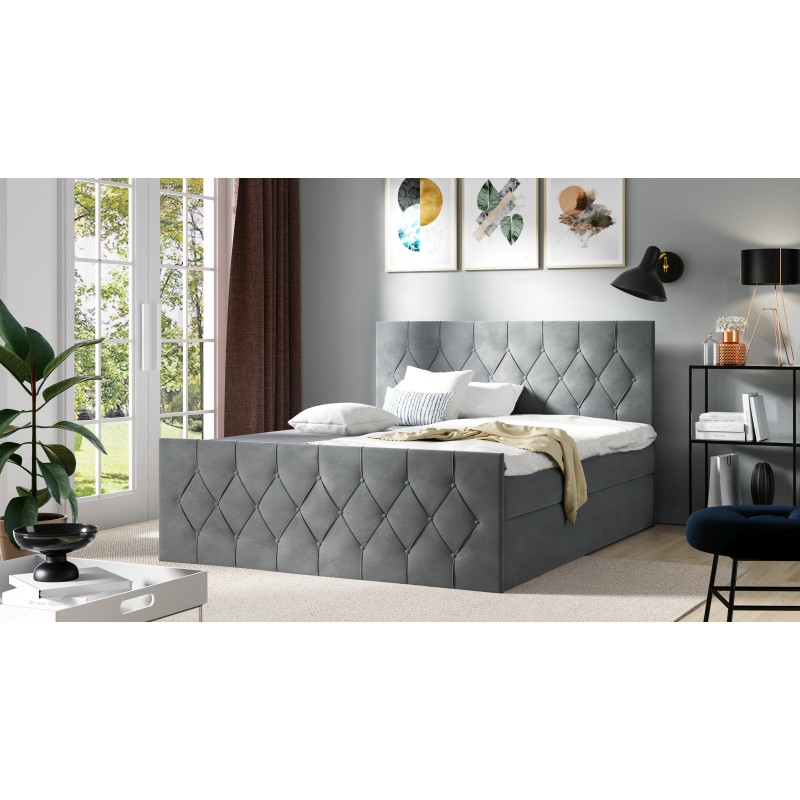 Zoren Lux continental bed with a bedding container, fabric Alove 14 Zoren Lux continental bed with a bedding container, fabric Alove 14
