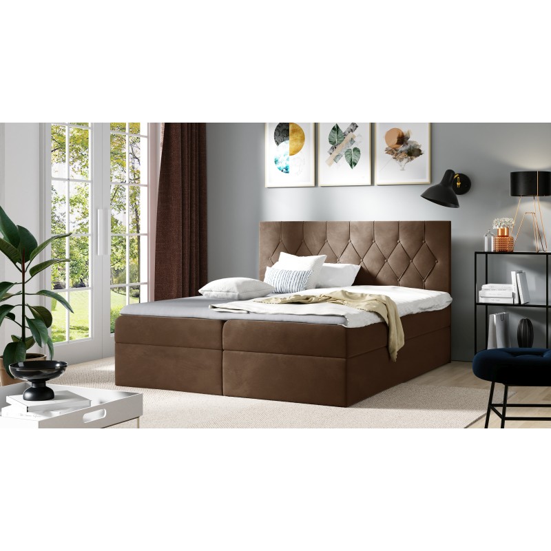 Zoren continental bed with bedding storage in Alove 20 fabric Zoren continental bed with bedding storage in Alove 20 fabric
