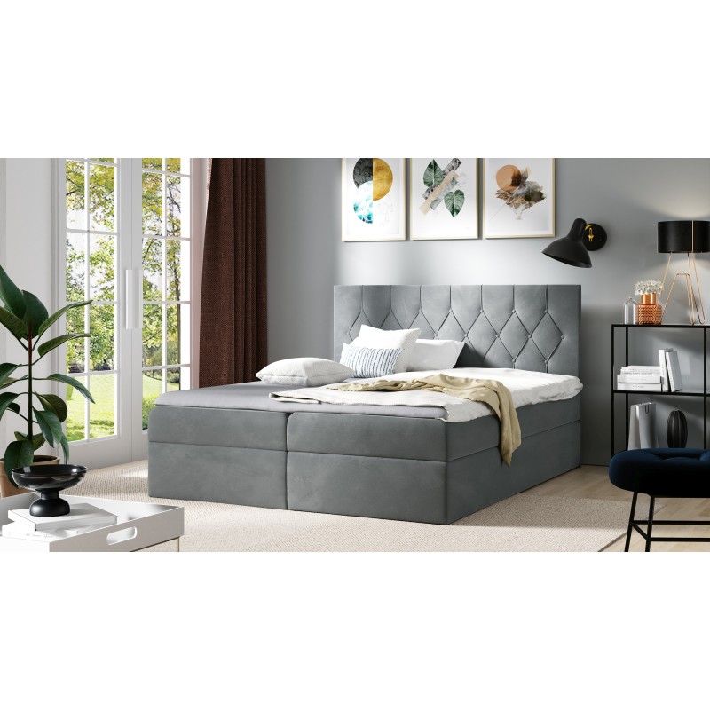 Continental bed Zoren with bedding storage in fabric Alove 14 Continental bed Zoren with bedding storage in fabric Alove 14