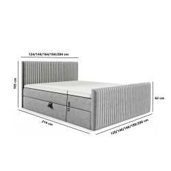 Elven continental bed with a storage container for bedding, fabric Fresh 32 Elven continental bed with a storage container for bedding, fabric Fresh 32