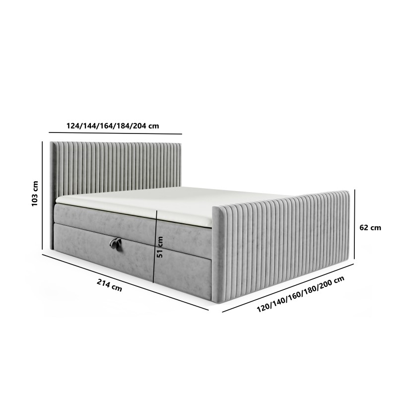 Elven continental bed with a storage container for bedding, fabric Fresh 32 Elven continental bed with a storage container for bedding, fabric Fresh 32