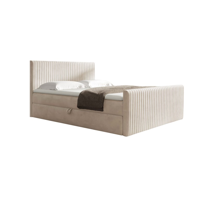 Elven continental bed with a bedding storage in Fresh 01 fabric Elven continental bed with a bedding storage in Fresh 01 fabric
