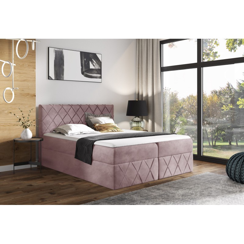 Rinovo Lux continental bed with a storage compartment for bedding, fabric Kronos 27 Rinovo Lux continental bed with a storage compartment for bedding, fabric Kronos 27