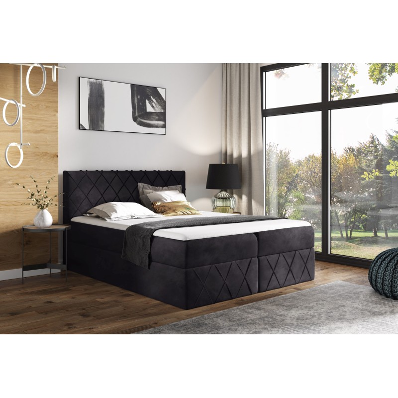 Rinovo Lux continental bed with storage for bedding, fabric Kronos 07 Rinovo Lux continental bed with storage for bedding, fabric Kronos 07