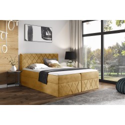 Rinovo Lux continental bed with a bedding storage compartment in Kronos 01 fabric