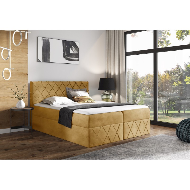 Rinovo Lux continental bed with a bedding storage compartment in Kronos 01 fabric Rinovo Lux continental bed with a bedding storage compartment in Kronos 01 fabric