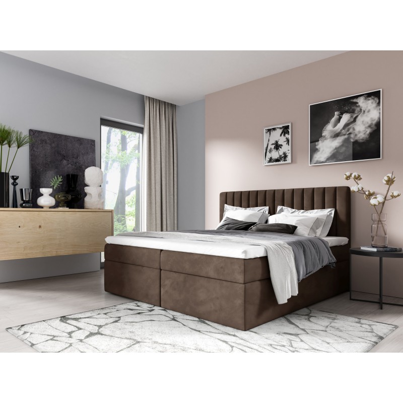 Cama continental Jorvo con contenedor para ropa de cama, tela Fresh 04. Cama continental Jorvo con contenedor para ropa de cama, tela Fresh 04.