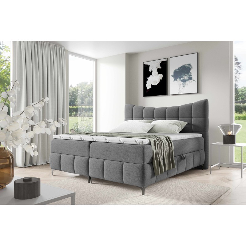 Cama continental Orivo con contenedor para ropa de cama, tela Aragon 93 Cama continental Orivo con contenedor para ropa de cama, tela Aragon 93