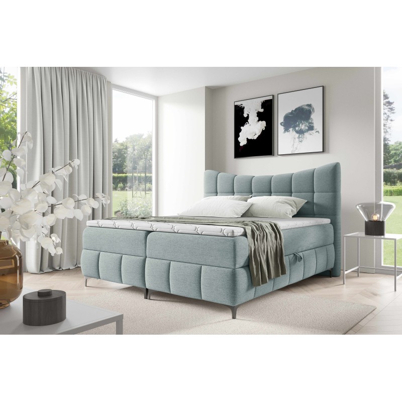 Orivo continental bed with a bedding container in Aragon 70 fabric Orivo continental bed with a bedding container in Aragon 70 fabric