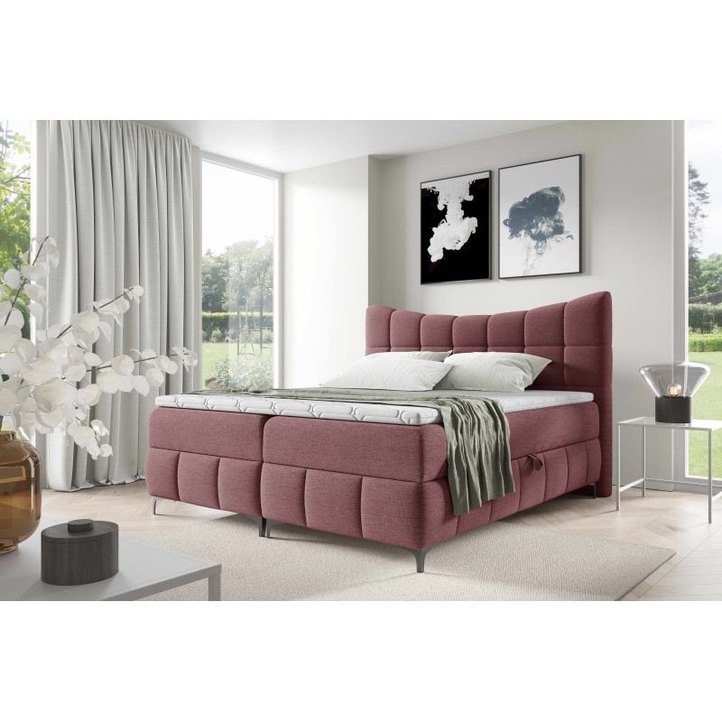 Cama continental Orivo con contenedor para ropa de cama, tela Aragon 63. Cama continental Orivo con contenedor para ropa de cama, tela Aragon 63.