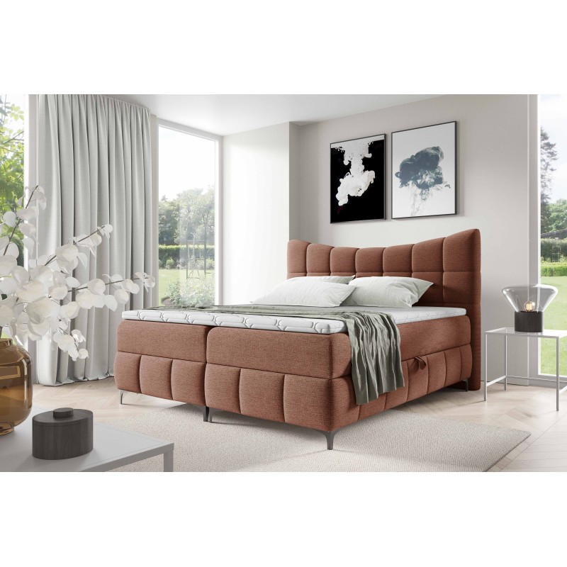 Cama continental Orivo con contenedor para ropa de cama tela Aragon 56 Cama continental Orivo con contenedor para ropa de cama tela Aragon 56