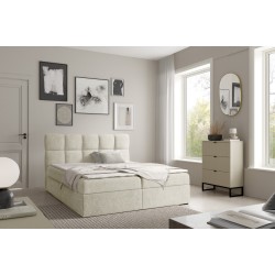 Orivo continental bed with bedding storage, fabric Coral 15