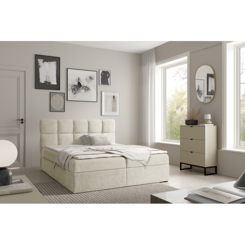 Orivo continental bed with bedding storage, fabric Coral 15 Orivo continental bed with bedding storage, fabric Coral 15