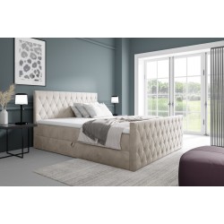 Velar continental bed with a storage compartment for bedding, fabric Fresh 01
