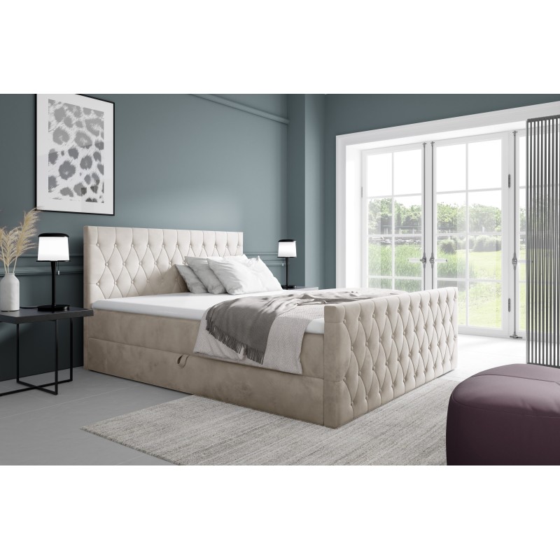Velar continental bed with a storage compartment for bedding, fabric Fresh 01 Velar continental bed with a storage compartment for bedding, fabric Fresh 01