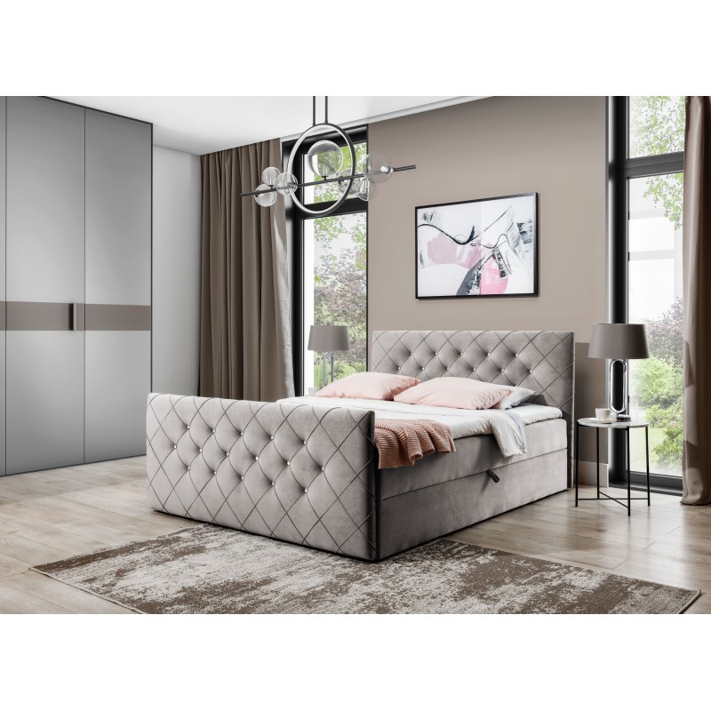 Nomero continental bed with a storage container for bedding, fabric Riviera 16 Nomero continental bed with a storage container for bedding, fabric Riviera 16