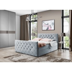Nomero continental bed with a bedding storage compartment, fabric Riviera 80