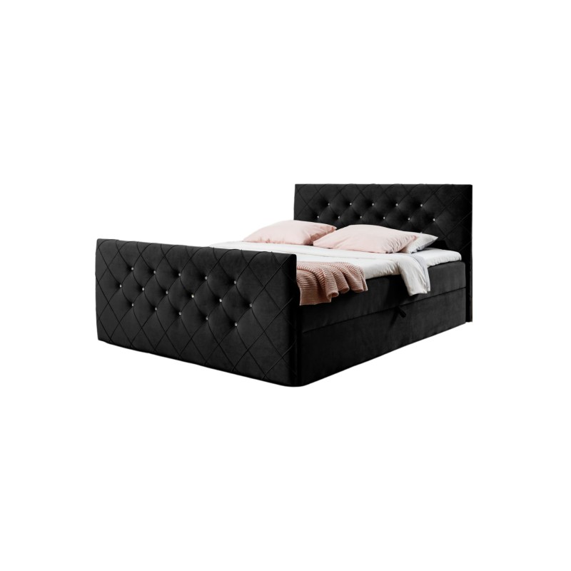 Nomero continental bed with a bedding storage container, fabric Riviera 100 Nomero continental bed with a bedding storage container, fabric Riviera 100