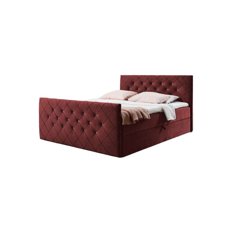 Nomero continental bed with a bedding storage in Riviera 59 fabric Nomero continental bed with a bedding storage in Riviera 59 fabric