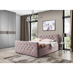 Nomero continental bed with bedding storage, fabric Riviera 62