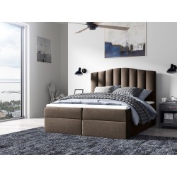 Continental bed Aravio with bedding storage, fabric Casablanca 2308