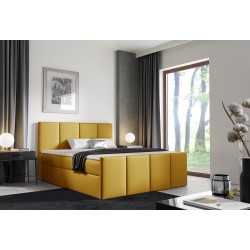 Ulvaro continental bed with a bedding storage in Fancy 48 fabric