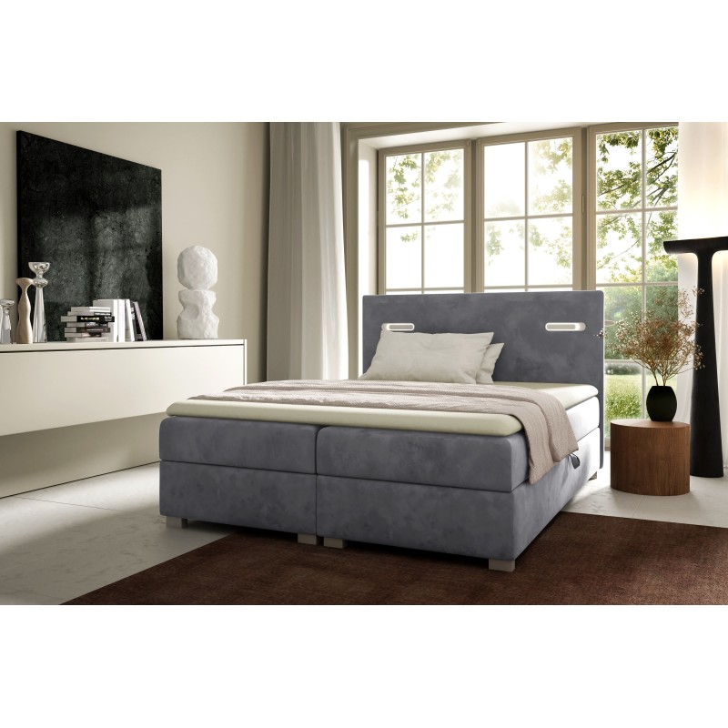 Cavon continental bed with sensory lighting and bedding storage, fabric Fresh 32 Cavon continental bed with sensory lighting and bedding storage, fabric Fresh 32
