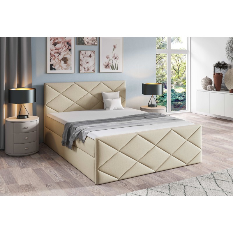 Continental bed Koro with storage for bedding, fabric Monolith 02 Continental bed Koro with storage for bedding, fabric Monolith 02