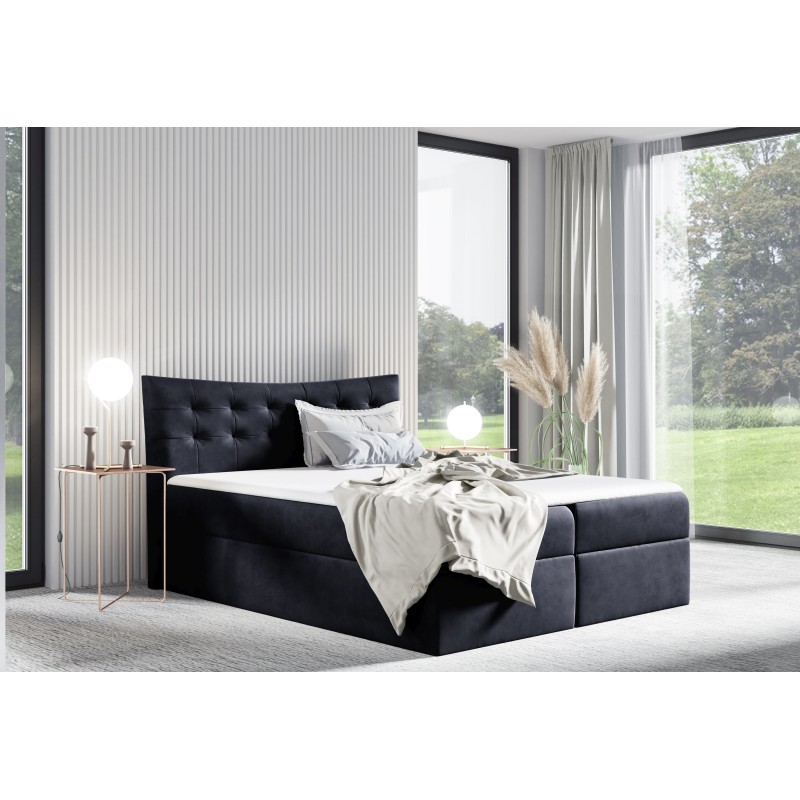 Yano continental bed with storage for bedding, fabric Kronos 07 Yano continental bed with storage for bedding, fabric Kronos 07