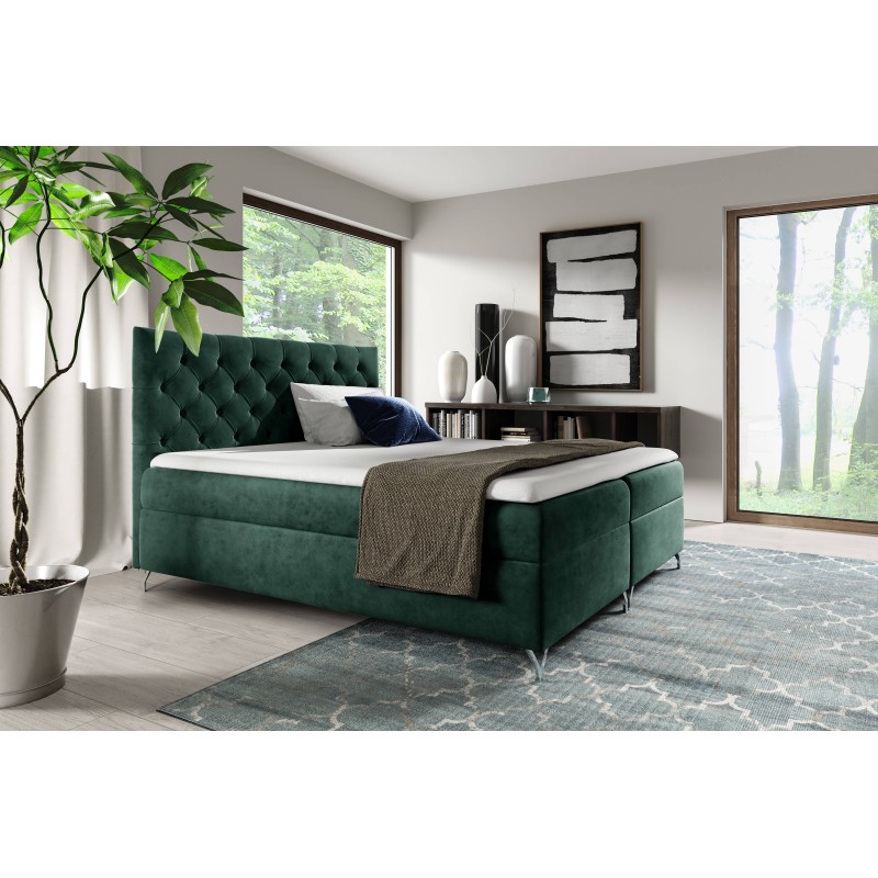Lexio continental bed with a bedding storage in Fresh 13 fabric Lexio continental bed with a bedding storage in Fresh 13 fabric