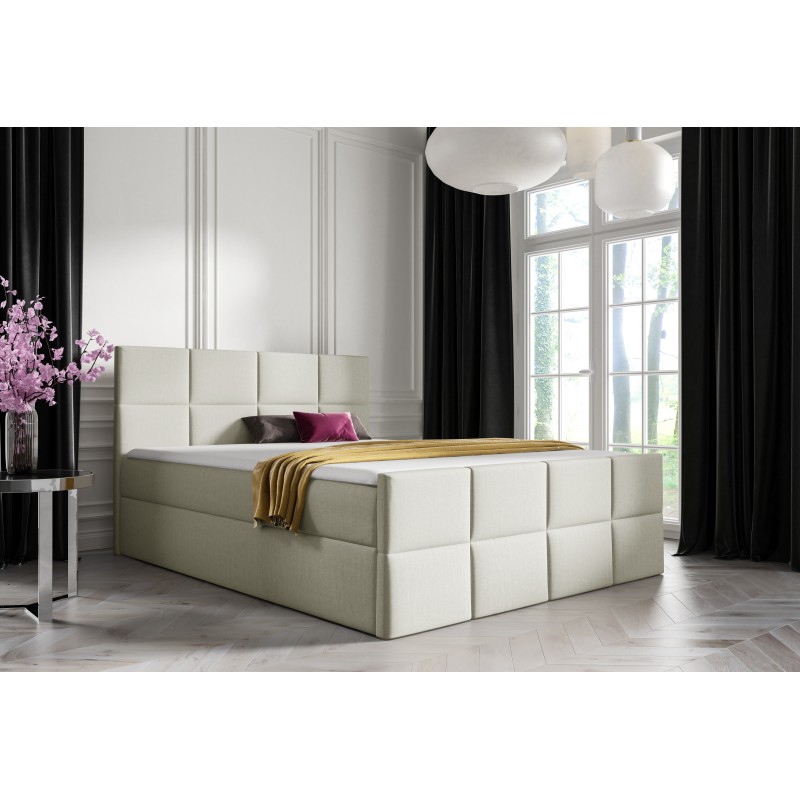 Mivaro continental bed with bedding storage in Monolith 02 fabric Mivaro continental bed with bedding storage in Monolith 02 fabric