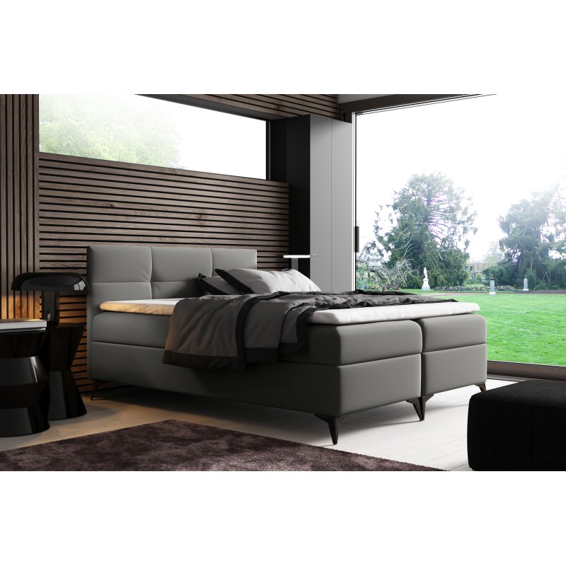 Santos continental bed with a bedding container in Soft 29 fabric Santos continental bed with a bedding container in Soft 29 fabric