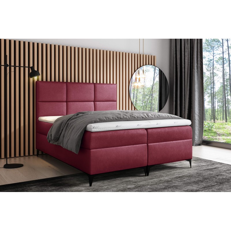 Qurio continental bed with a storage container for bedding in Fancy 59 fabric Qurio continental bed with a storage container for bedding in Fancy 59 fabric