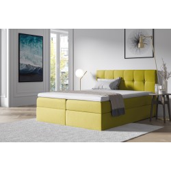 Fano continental bed with bedding storage, fabric Soro 40