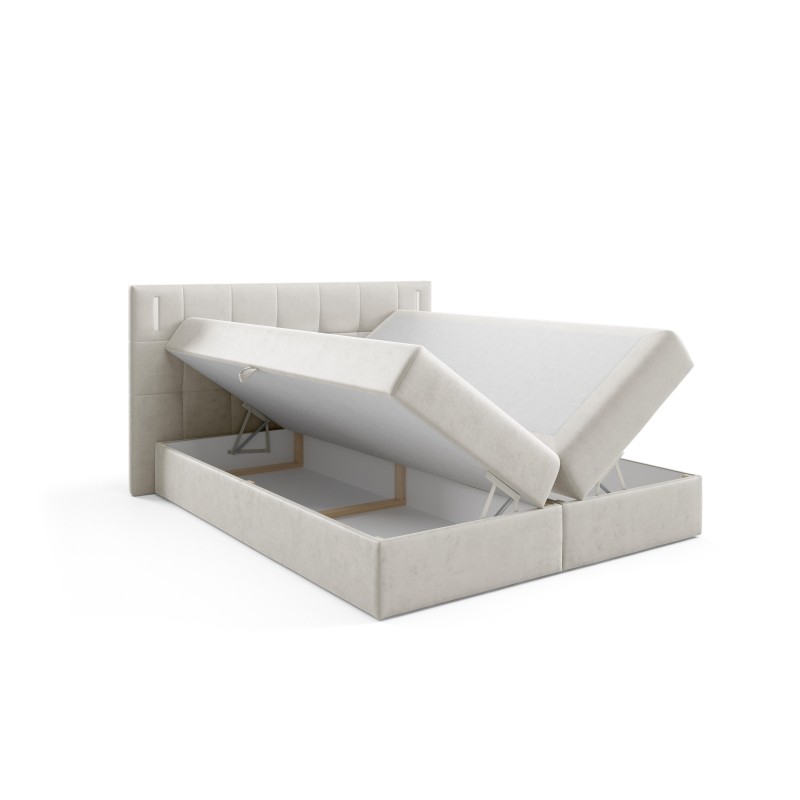 Valdi continental bed with sensor lighting, fabric Fresh 01 Valdi continental bed with sensor lighting, fabric Fresh 01