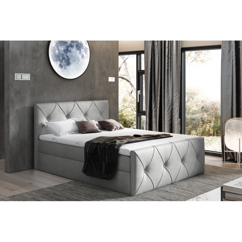 Virox Lux continental bed with bedding storage, fabric Monolith 84 Virox Lux continental bed with bedding storage, fabric Monolith 84