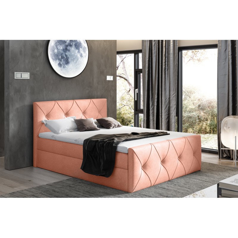 Virox Lux continental bed with bedding storage, fabric Monolith 61 Virox Lux continental bed with bedding storage, fabric Monolith 61