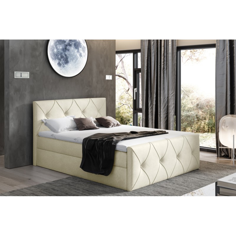Virox Lux continental bed with a bedding storage in Monolith 02 fabric Virox Lux continental bed with a bedding storage in Monolith 02 fabric